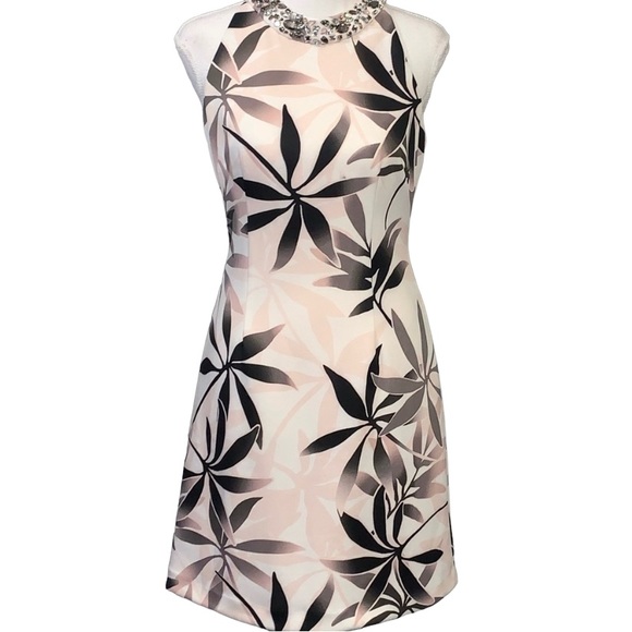 VINCE CAMUTO: Rhinestone Floral Embellished Halter Dress - Size 2 - Picture 3 of 15